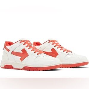 OFF-WHITE Out of Office Patent Leather Sneakers - White/Red in Size 9